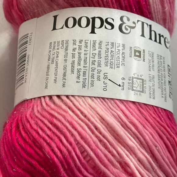 Loops & Threads Facets | Medium 4 | Dragon Fruit | 2 Skeins - Picture 4 of 4